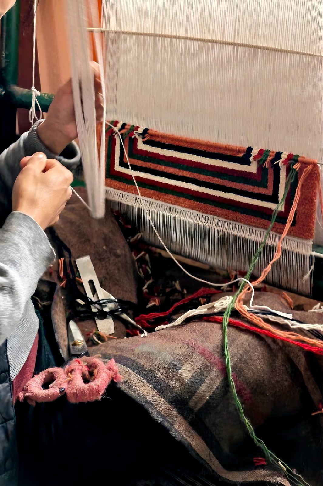 Pattern taking shape on the loom
